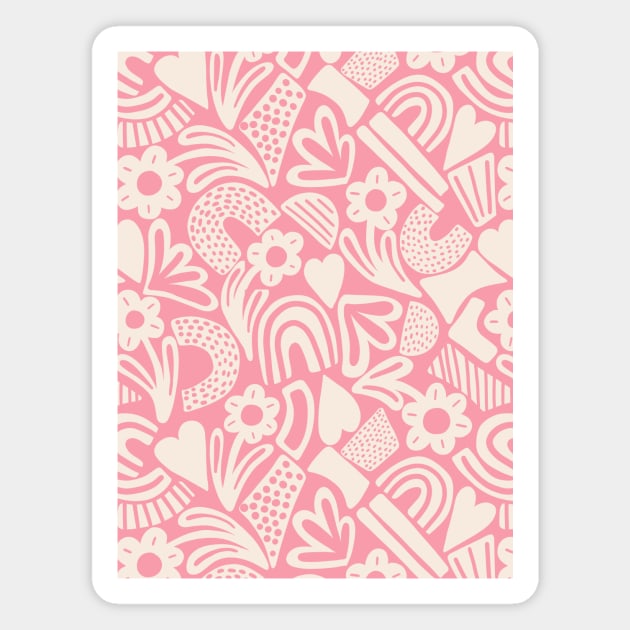 Tween spirit abstract flowers and rainbows in pink Magnet by Natalisa